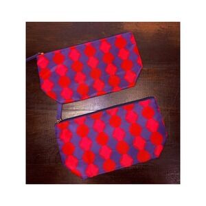 NWOT 2 AVON Geometric Pattern Cosmetic Makeup Bag Pouch